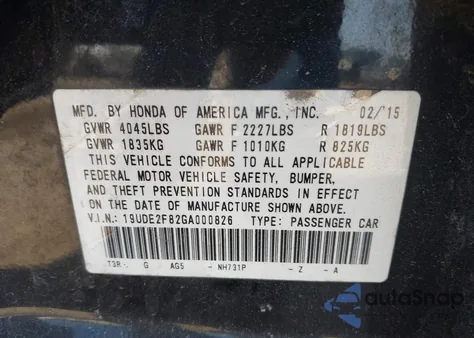 2016 Acura Ilx z USA, uszkodzony, nr VIN 19UDE2F82GA000826